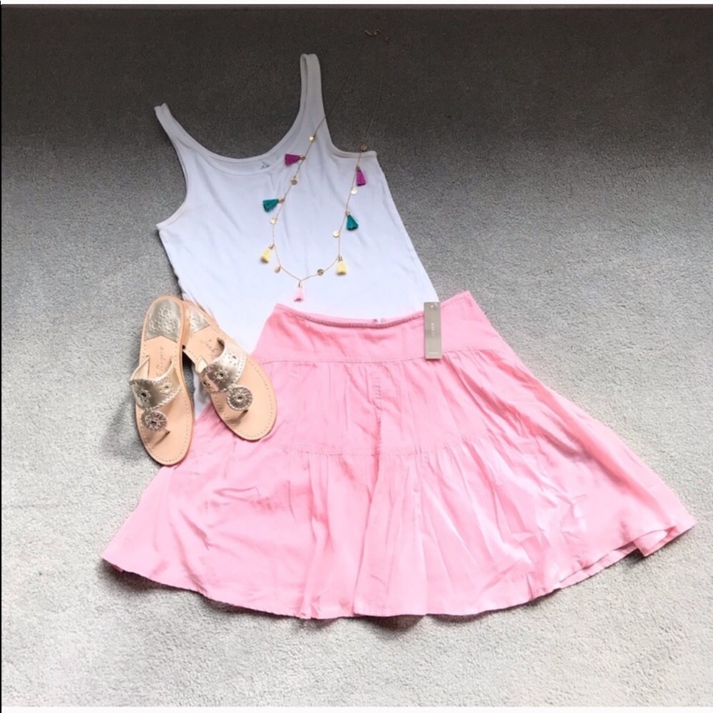 🌺🆕 J Crew Pink Tiered Skirt, Size 00🌺